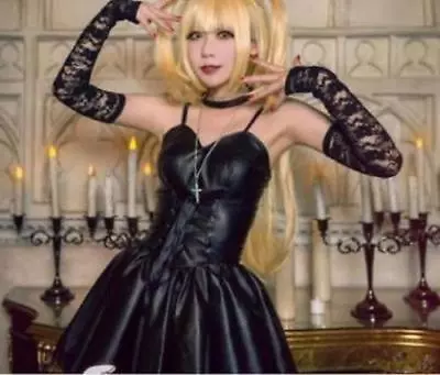 Death Note Misa Amane Imitation Leather Dress Cosplay Costume{hj}  - Image 1 of 4