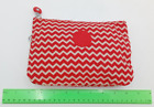 Kipling Red White Mixed Zig Zag Pattern Make up Bag Handbag Zipper 21x15x2 cm