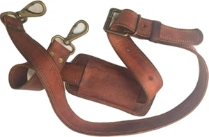Vintage Couture Leather Adjustable Padded Replacement Shoulder Strap with Metal - Picture 1 of 12
