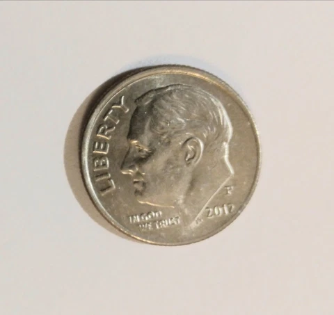 2012 P Roosevelt Dime partial missing rim/off-center strike error Cover
