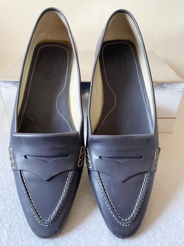 TOD’S MOCASSINI TODS BLU GRIGI IN PELLE A PUNTA TAGLIA 6 5 39 5