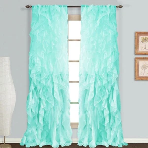 Sea Blue Cascade Shabby Chic durchsichtig vertikal gerüschte Vorhangplatte, Valance  - Bild 1 von 6