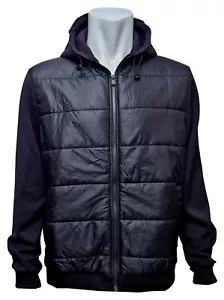 BARBOUR INTERNATIONAL Herren Schwarz Track Quilt Kapuze Strick Ärmel Jacke UK XL - Bild 1 von 4