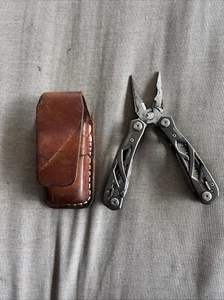 Gerber 2201471 Folding Scissor Knife With Belt Brown Leather Case Used - Picture 1 of 11