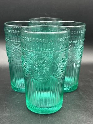 Juego de 4 vasos de vidrio pesado turquesa Adeline de 16 onzas The Pioneer Woman Foto 1 de 4
