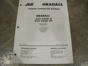 JLG Gradall 522, 524, 534D-6 Telescoping Forklift Owner Operator Manual 2002 - Picture 1 of 11