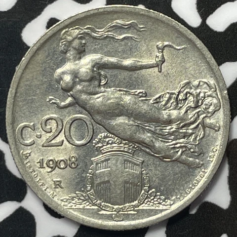 1908 Italy 20 Centesimi Lot#M5253 Nice! Cover