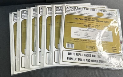 Lote 7 PAQUETES Pioneer Memory Scrapbook Recarga Página 12"X 12" Blanco Protectores RMW-5 Foto 1 de 4
