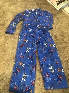 Boys Joe Boxer Flannel Pajama Set - Blue/Football Print - Size 4/5 - Picture 1 of 5
