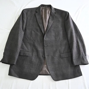 Calvin Klein 48R Brown Plaid 100% Wool Mens Blazer Suit Jacket Sport Coat - Picture 1 of 12