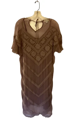 Vestido Sundance Para Mujer Pequeño Pequeño Lavanda Púrpura Bordado Boho Encaje Cupro Foto 1 de 4