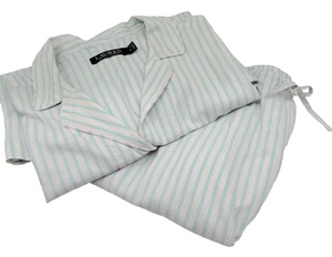 Ralph Lauren 2-Piece XL Pajama Set Shirt Crop Pants Green Pink Stripe Blk Label - Bild 1 von 24