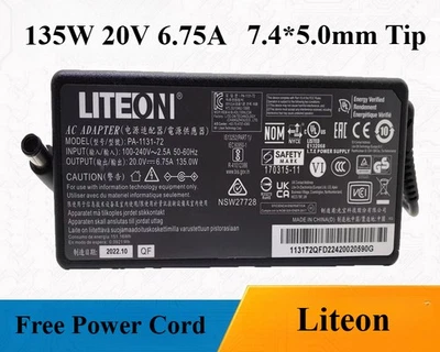 Original Liteon 20V 6.75A 135W Chagrer 7.4*5.0mm Tip AC Adapter Power Supply - Image 1 of 3