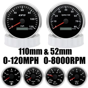 110mm GPS Speedometer 0-120MPH&Tacho 0-8000RPM&52MM Fuel/Oil/Temp/Volt for Boat - Picture 1 of 23
