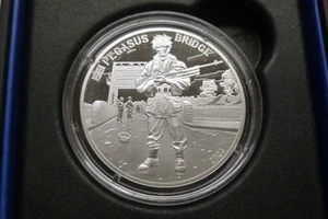 Pegasusbrücke .999 Silber PP 10 Euro Münze 80 Jahre D-Day 2024 Frankreich - Bild 1 von 7