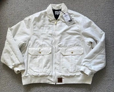 Carhartt WIP Stanton Jacket Men Extra Large Off White (wax/wax) Stone Washed New - Image 1 of 4
