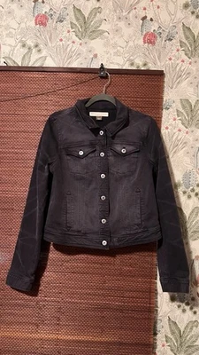 Chaqueta Pilcro and the Letterpress para mujer mediana negra denim camionero elástica Foto 1 de 4