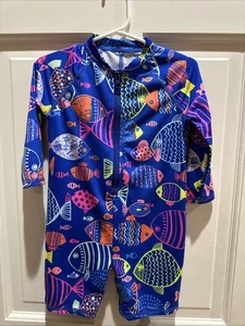 NUOVO costume da bagno Lands’ End bambina taglia 18-24 mesi pezzo unico pesce rashguard - Foto 1 di 5