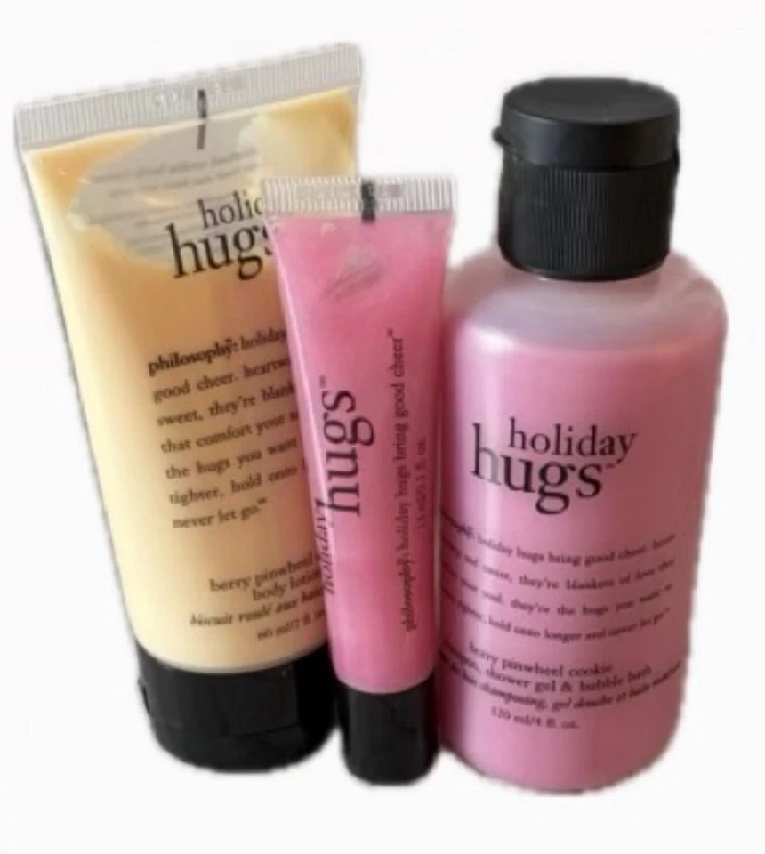 Philosophy HOLIDAY HUGS Berry Pinwheel Lip Shine Body Loción Gel de Ducha Set NUEVO Foto 1 de 1