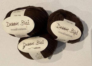 KNÄUEL/KNÄUEL DEBBIE BLISS WOLLE/BAUMWOLLE GARN FARBE #125103 braun 3 Stück - Bild 1 von 3