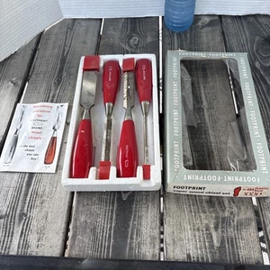 Set Of Footprint Super Wood Chisel Set 1/4 1/2 3/4 And 1” Nice Complete - Picture 1 of 24