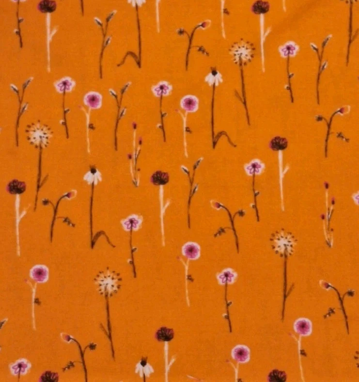 Heather Ross Studio Edit Quilt Fabric - Orange Flowers - #52757D - 1/2 Yd - New - Image 1 of 1