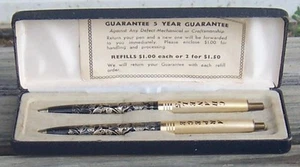2er Set Parfum Kugelschreiber 14kt Gold Filagree Schwarz in Box - Bild 1 von 6