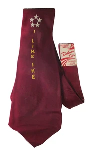 Cravate de cou vintage PALMER LAINE DOUBLÉE « J'AIME IKE » DWIGHT EISENHOWER CAMPAGNE - Photo 1/9