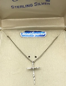 Collar Vintage Grabado Cruz Marnel Plata de Ley 925 18" - Imagen 1 de 5