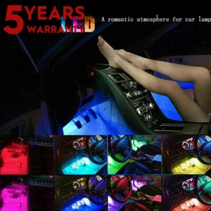 Kit de 4 piezas RGB 48 LED tira de luz de roca coche bajo brillo neón música baile control remoto - Imagen 1 de 16