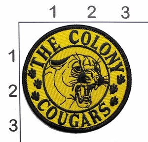 The Colony Cougars Patch Lewisville Texas 3" Embroidered Vintage Black Yellow - Picture 1 of 1