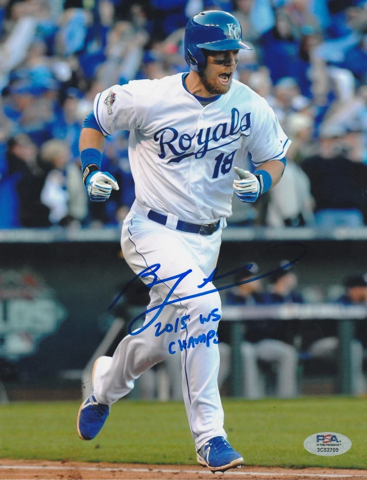 BEN ZOBRIST  KANSAS CITY ROYALS  2015 WS CHAMPS   PSA AUTHENTICATED  SIGNED 8x10 - Image 1 of 1