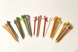 Lot of 50 Vintage Plastic Tiki Hors D'oeuvres Picks Forks Cocktail Party MCM - Picture 1 of 9