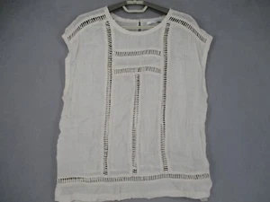 Lee Mathews Top Womens 3 Beige Linen Sleeveless Tank Breathable Button - Picture 1 of 13