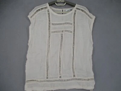 Camiseta sin mangas Lee Mathews para mujer 3 beige lino botón transpirable Foto 1 de 4