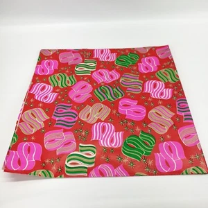 Vintage Ribbon Gift Wrap - 2 Sheets (26"x 20")- Green, Red, Bright Pink - Picture 1 of 5