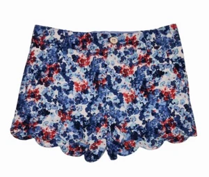 Crown & Ivy Kids Girls 7 Blue Floral Scalloped Hem Shorts 3296 - Picture 1 of 8