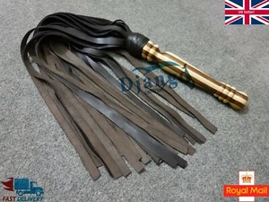 New Brown Cowhide Leather Wooden Handle 36 Tails Flogger Whip Adult Play Gift - Picture 1 of 8