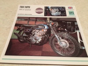 Tarjeta Moto Triumph 1000 Quadrant Prototipo 1972 Colección Atlas Motorbike UK - Imagen 1 de 2