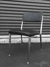 Mid Century Modern Harter Corporation Chair with Stainless Steel & Black Vinyl