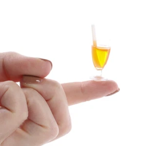 Pack of 6 Dollhouse Miniature 1-1/2" Orange Soda Acyrlic Glass with Straw - Picture 1 of 4