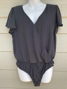 NWT Ash and Violet black cap sleeve bodysuit blouse top shirt size XL - Picture 1 of 10