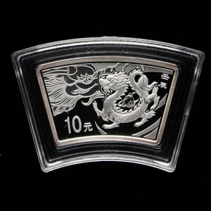 2012 China 10 Yuan - Lunar Series Dragon 1 oz Proof Fan Silver Coin - Picture 1 of 4