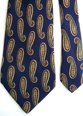 Corbata Woodward Hombre Seda Paisley Cuello Azul Marino Multi 3 3/4" x 59" Foto 1 de 3