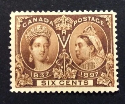 BroadviewStamps Canada Jubilee #55 MNH VF centering. Horizontal gum bend. CV$690 - Image 1 of 2