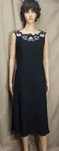 DressBarn Sz 6 Black, White Floral Embroidered, Sleeveless Pull-On Maxi Dress - Picture 1 of 8