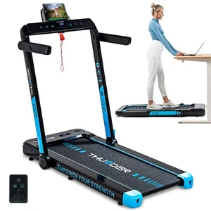 THUNDER® RACE-BLACK Elektrisches Laufband 14km/h LED Klappbar Heimtrainer 130kg - Bild 1 von 9