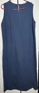 Studio Ease Women’s Vintage Dress Linen blue sleeveless classic 16W - Picture 1 of 10