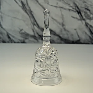 Vintage Clear Cut Glass Genuine Crystal Bell 7" Floral Star Pattern Decorative - Picture 1 of 7