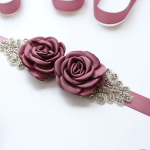 Beaded Wristband Lace Belt Wedding Soft Flower Rhinestone Rose Bridesmaid Belt